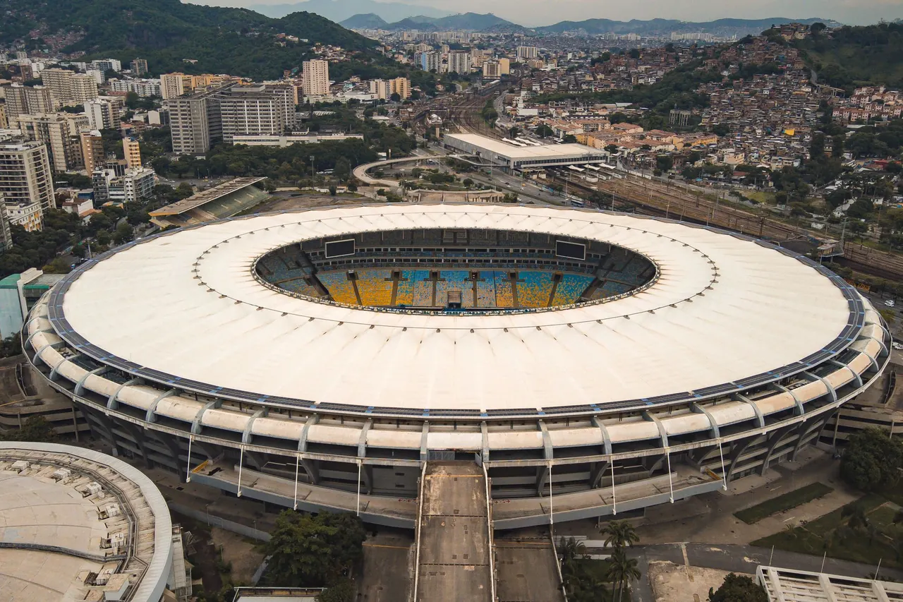 Maracanã-arenan i Rio de Janeiro sedd från ovan.